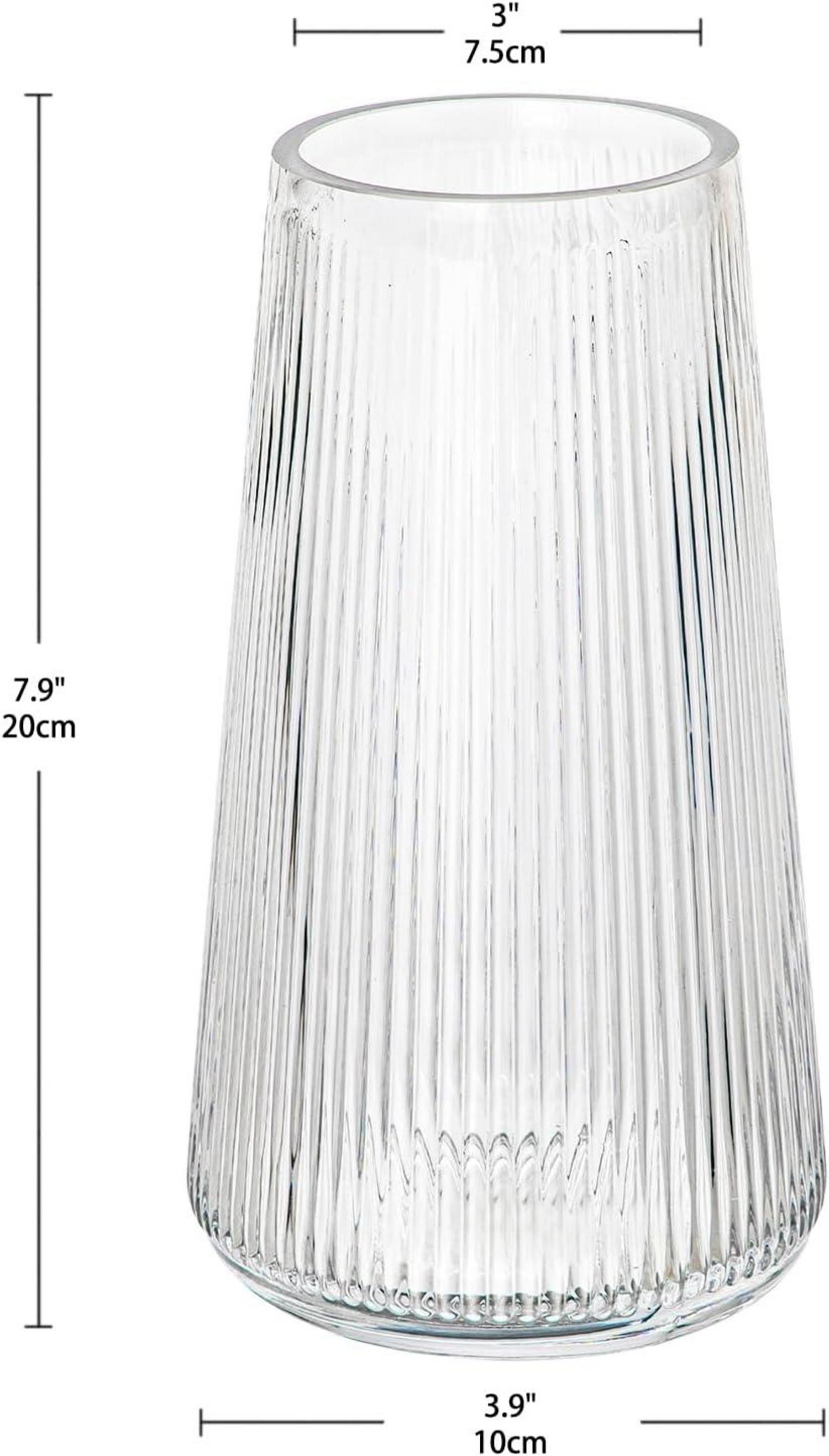 Dekovase Glas Transparent Modern Rillen 22cm Höhe