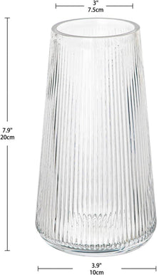 Dekovase Glas Transparent Modern Rillen 22cm Höhe