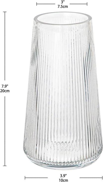Dekovase Glas Transparent Modern Rillen 22cm Höhe