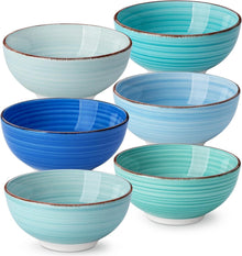 Blaue Dessertschalen Set Steinzeug 6-teilig 12Oz Eislöffel