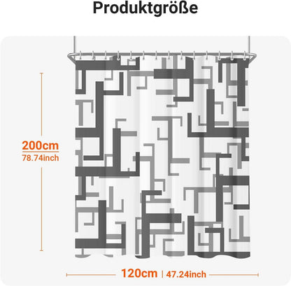 Duschvorhang 120x200cm Block Antischimmel Textil Wasserabweisend H200