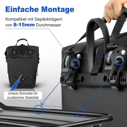 Toptrek Fahrradtaschen Gepäckträger Isoliertasche Tragegriff Schultergurt 28L Wasserdicht
