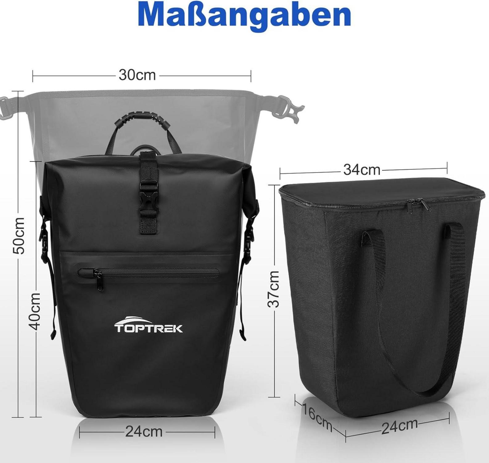 toptrek fahrradtasche gepäckträger Toptrek Fahrradtasche für Gepäckträger mit Isoliertasche 28L – LuxusKollektion