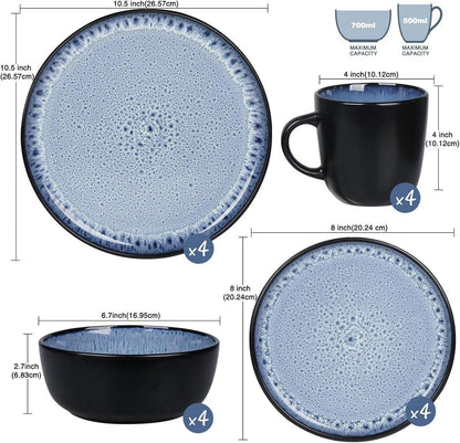 Steingut Geschirrset 4 Personen Mediterranes Tafelservice