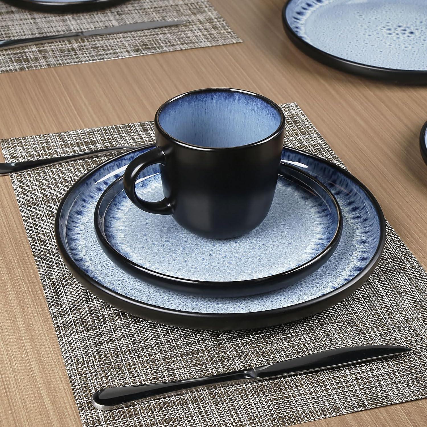 Steingut Geschirrset 4 Personen Mediterranes 16-teilig Tafelservice
