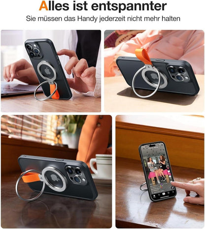 TORRAS Handy Ring MagSafe 12N Magnet 360°Drehbar Ständer Halterung magnetisch iPhone Samsung - Titan Silber