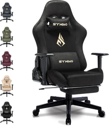 Ergonomischer Gaming Stuhl mit Fußstütze und Stoffbezug