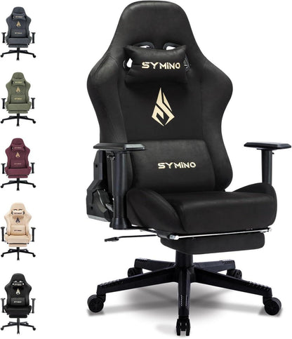 Ergonomischer Gaming Stuhl mit Fußstütze und Stoffbezug