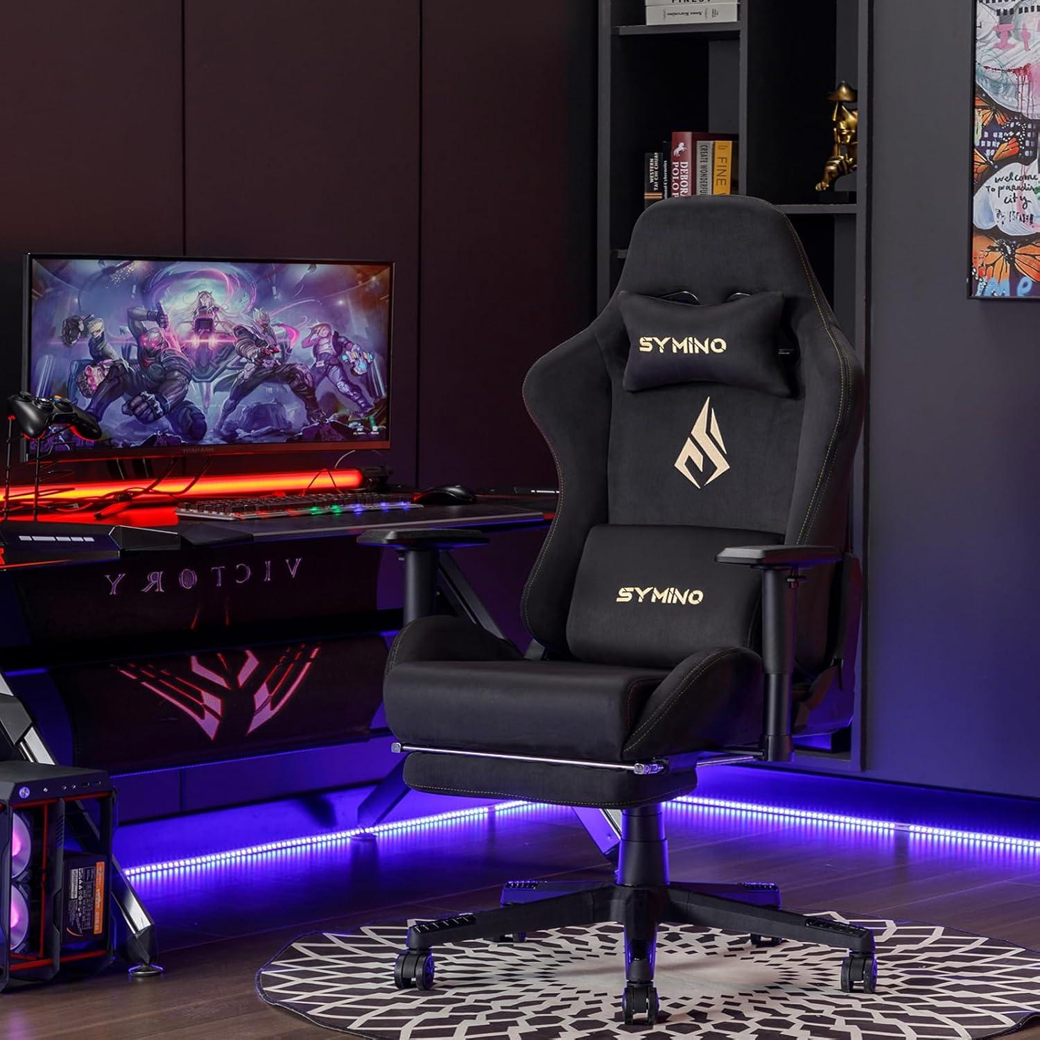 Ergonomischer Gaming Bürostuhl mit Fußstütze Schwarz