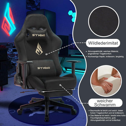 Symino Gaming Stuhl Ergonomischer Bürostuhl Höhenverstellbar Schwarz