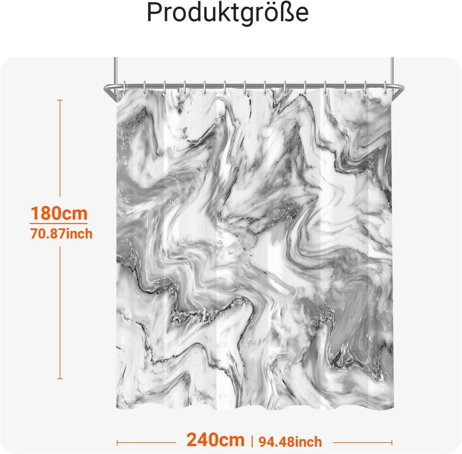 Duschvorhang 240x180cm Marmor Antischimmel Textil Wasserabweisend