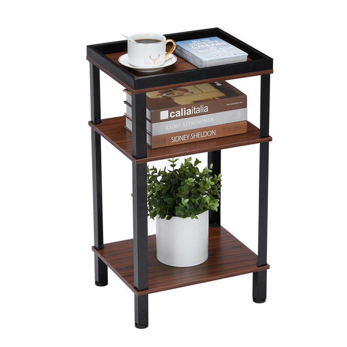 Beistelltisch Industrial Design mit 3 Ebenen & hohem Rand