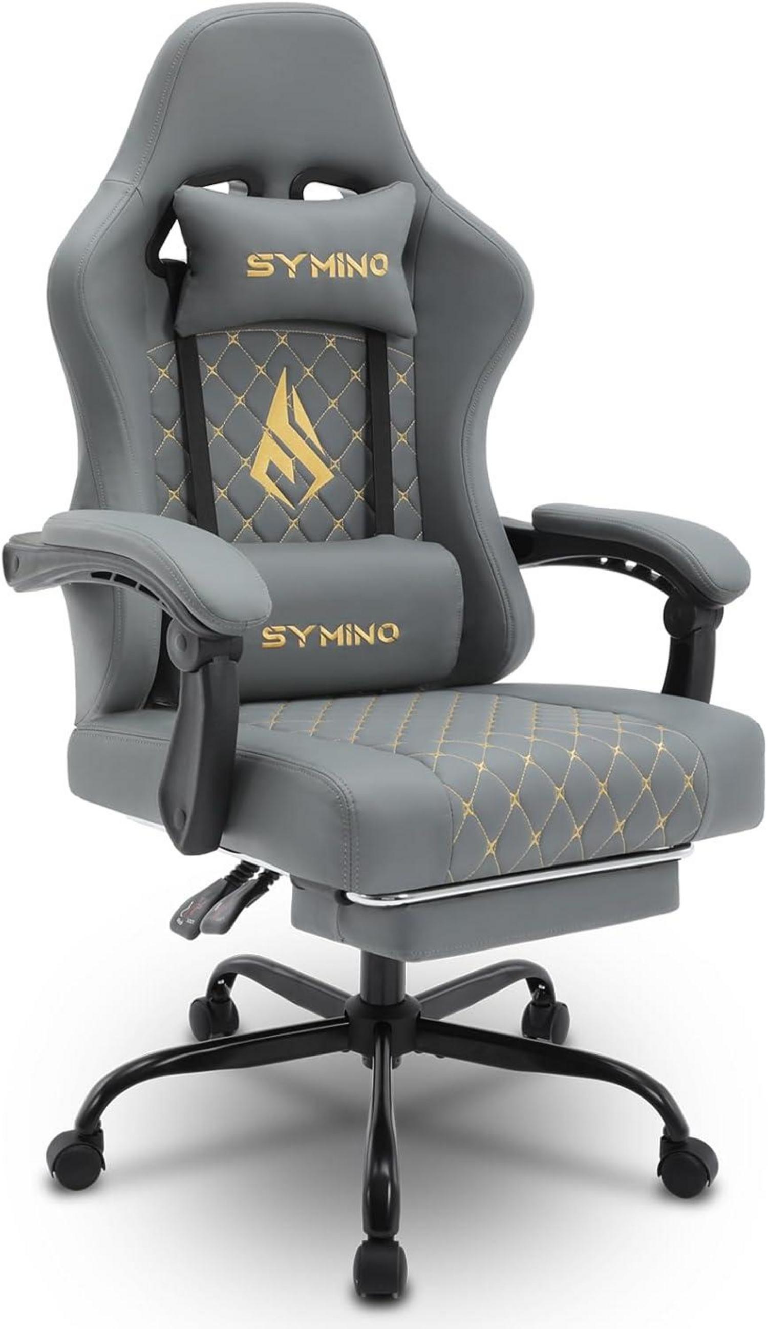 Ergonomischer Gaming Stuhl mit Fußstütze und Retro-Design, 200KG