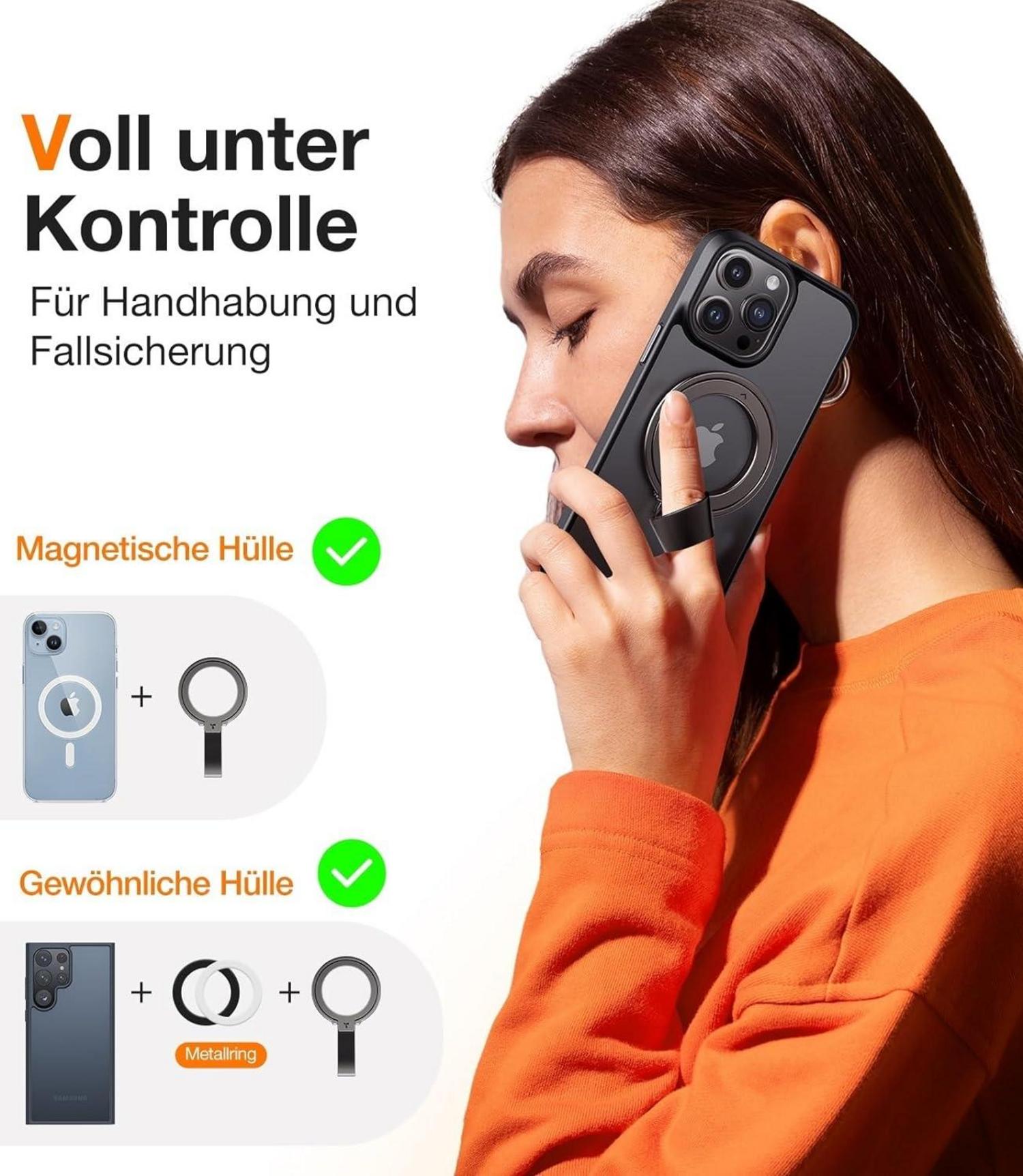 TORRAS Handy Ring MagSafe 12N Magnetisch Fingerhalterung Ständer Schwarzbraun