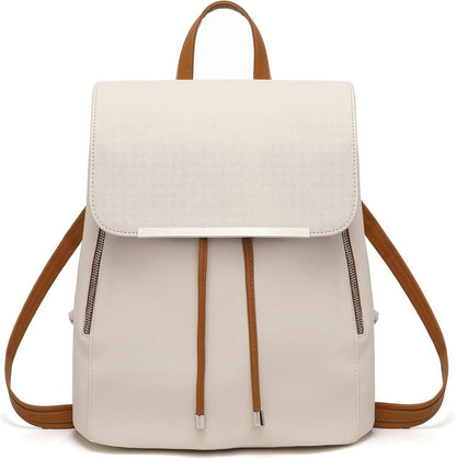 Damen Kunstleder Elegant Rolltop Tunnelzug Cityrucksack Tasche