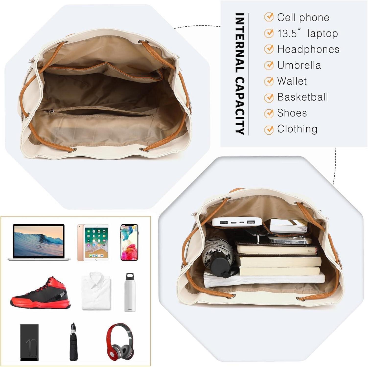 Miss Lulu Damen Kunstleder Rucksack Elegant Cityrucksack