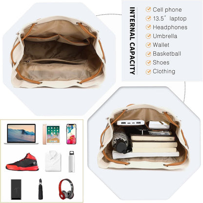 Miss Lulu Damen Kunstleder Rucksack Elegant Cityrucksack