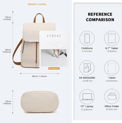 Eleganter Miss Lulu Damen Rucksack Kunstleder Rolltop Tunnelzug Cityrucksack