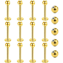 12er Lippenpiercing Set Chirurgenstahl 1,2mm 6-12mm Silber Gold Schwarz