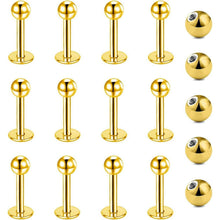 12er Lippenpiercing Set Chirurgenstahl Labret Helix Tragus Stud Silber Gold Schwarz 6mm