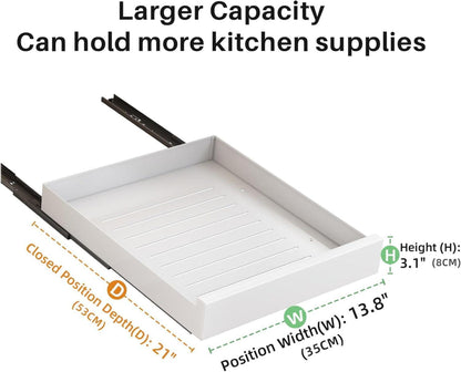 Telescopic Kitchen Cabinet Drawer Organizer 35x53x8cm White
