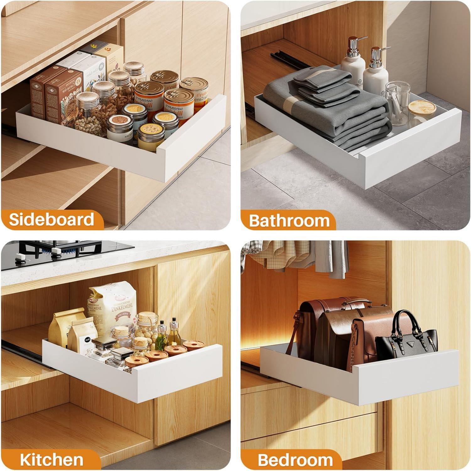 Telescopic Drawer Extendable Pull Out Cabinet Organizer Metal Slide