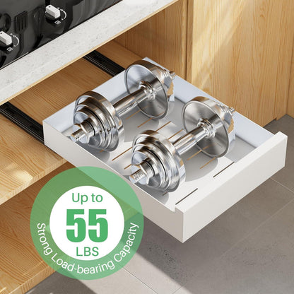 Telescopic Kitchen Cabinet Drawer Organizer Slide Out Storage 35x53x8cm White