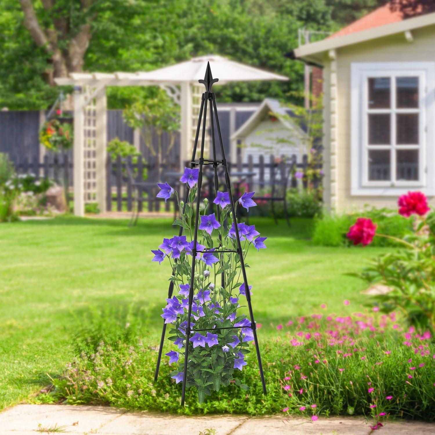 Rankhilfe Garten Obelisk 4er Set Rankgitter Kletterpflanzen Rosen