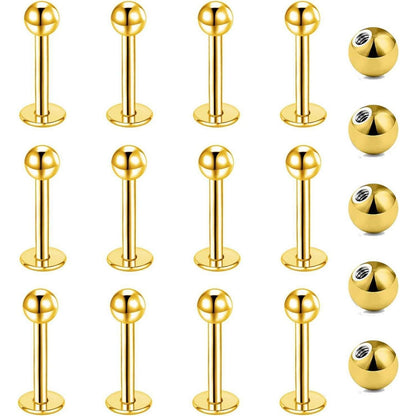 12er Lippenpiercing Set Chirurgenstahl Labret Helix Tragus Stud 1,2mm 8mm Silber Gold Schwarz