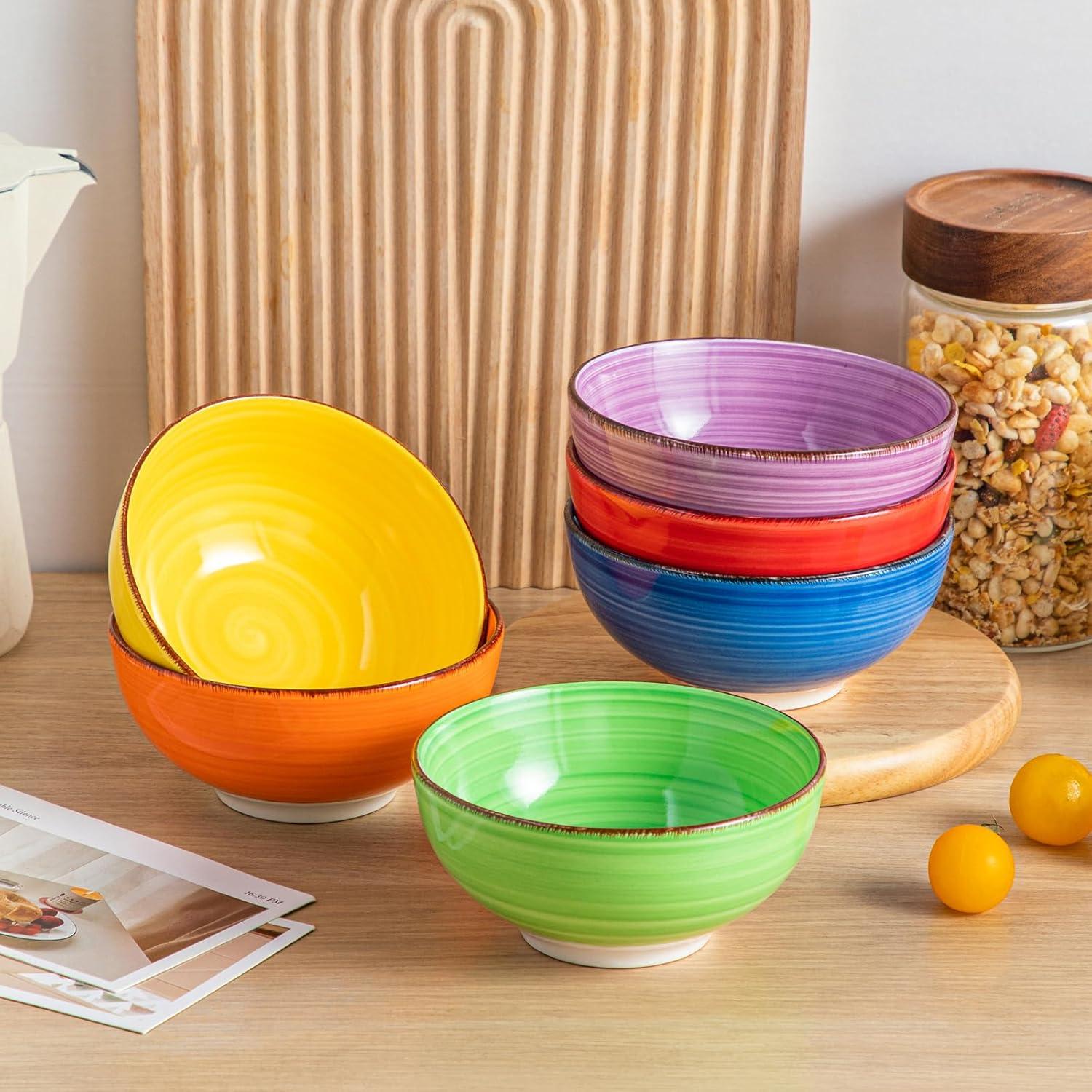6er Set Dessertschalen Steinzeug Keramik bunt 12 Oz Schüsseln