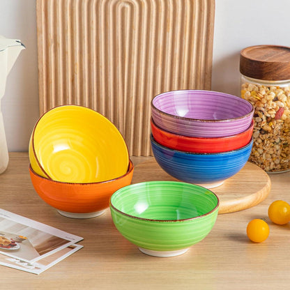6er Set Dessertschalen Steinzeug Keramik bunt 12 Oz Schüsseln
