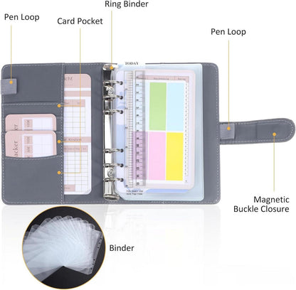 Budget Planner Deutsch: A6 Leder Binder Geld Organizer