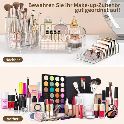 360° Drehbarer Make Up Organizer Set Kosmetik Aufbewahrung Organizer