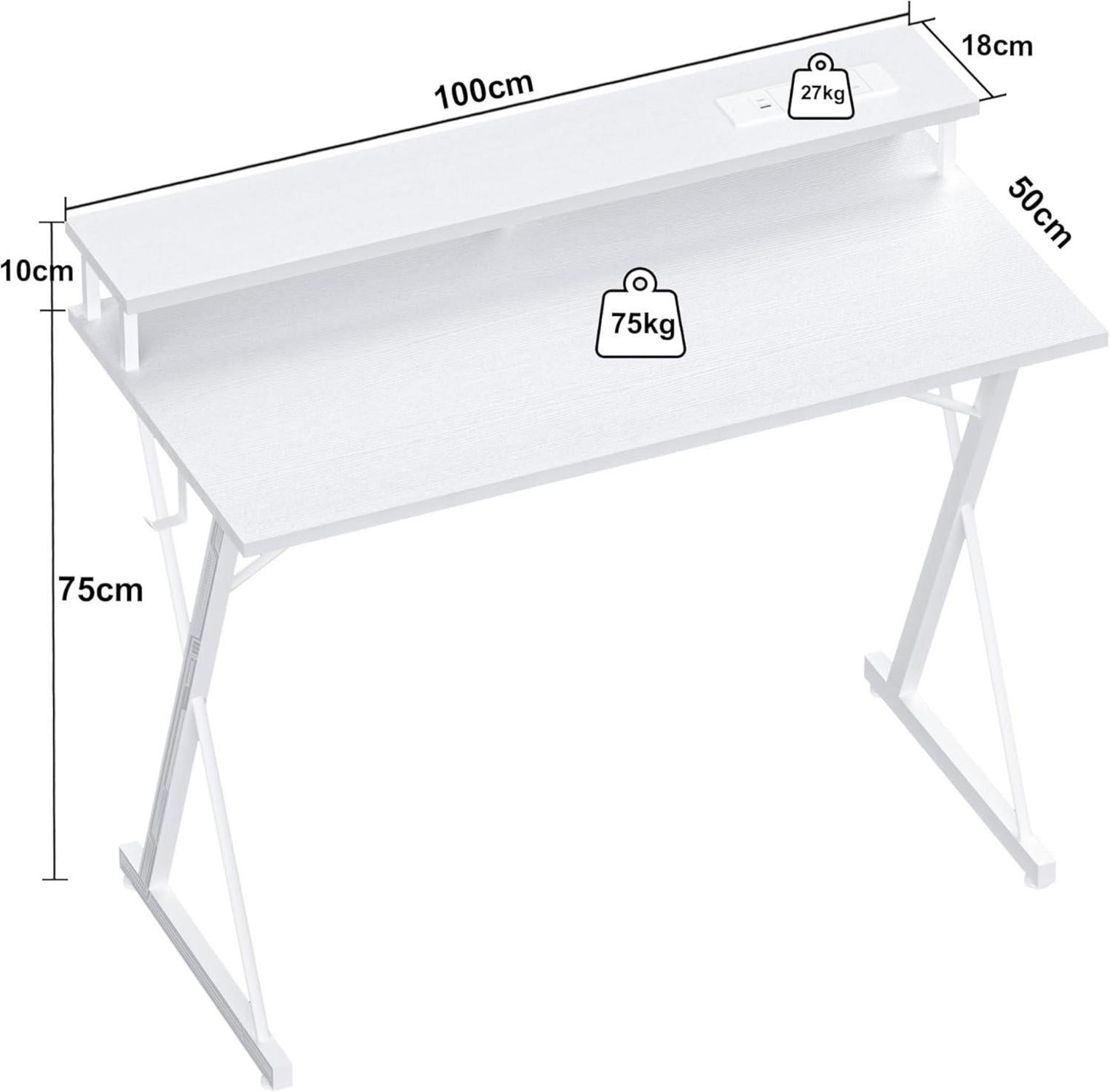 Gaming Schreibtisch LED Steckdosenleiste 100x50 cm Monitorständer