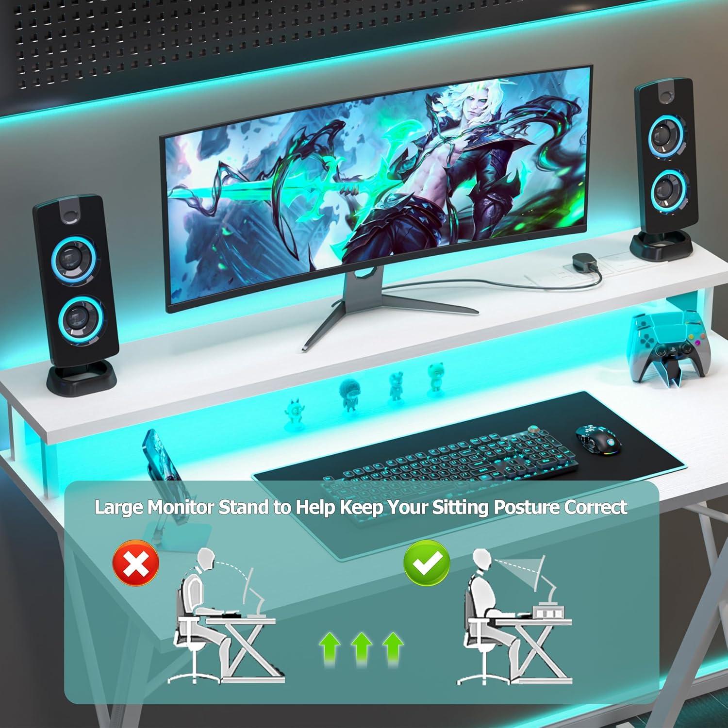 Gaming Schreibtisch LED Steckdosenleiste 100x50 cm PC Monitorständer