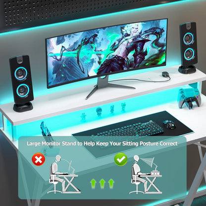 Gaming Schreibtisch LED Steckdosenleiste 100x50 cm PC Monitorständer