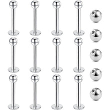 12er Lippenpiercing Set Chirurgenstahl Labret Helix Tragus 1,2mm 10mm Silber