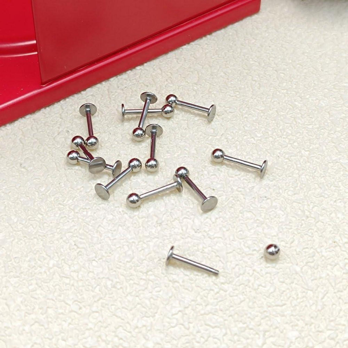 12er Lippenpiercing Set Chirurgenstahl Labret Helix Tragus 1,2mm 10mm Silber
