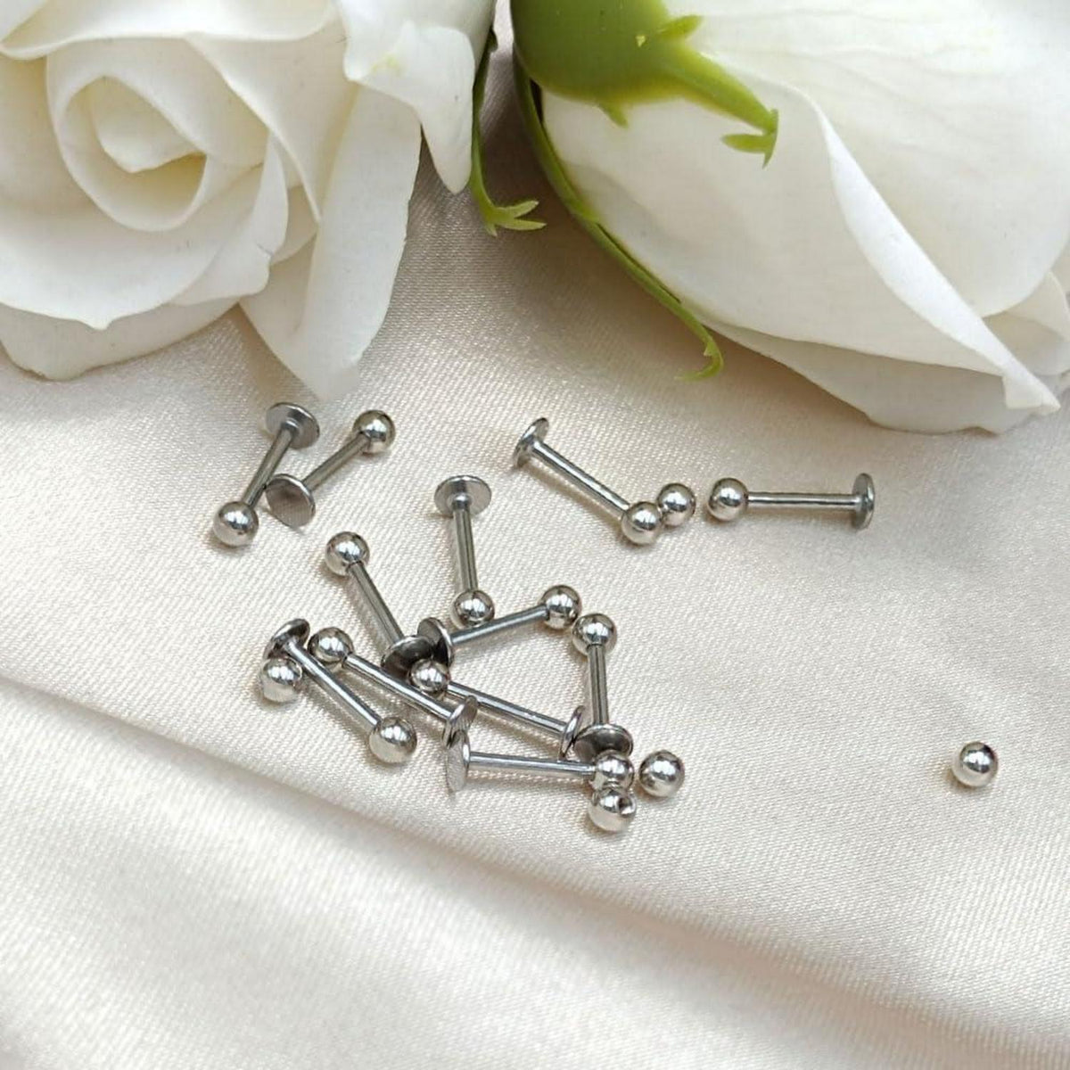 12er Lippenpiercing Set Chirurgenstahl Labret Helix Tragus 1,2mm 10mm Silber