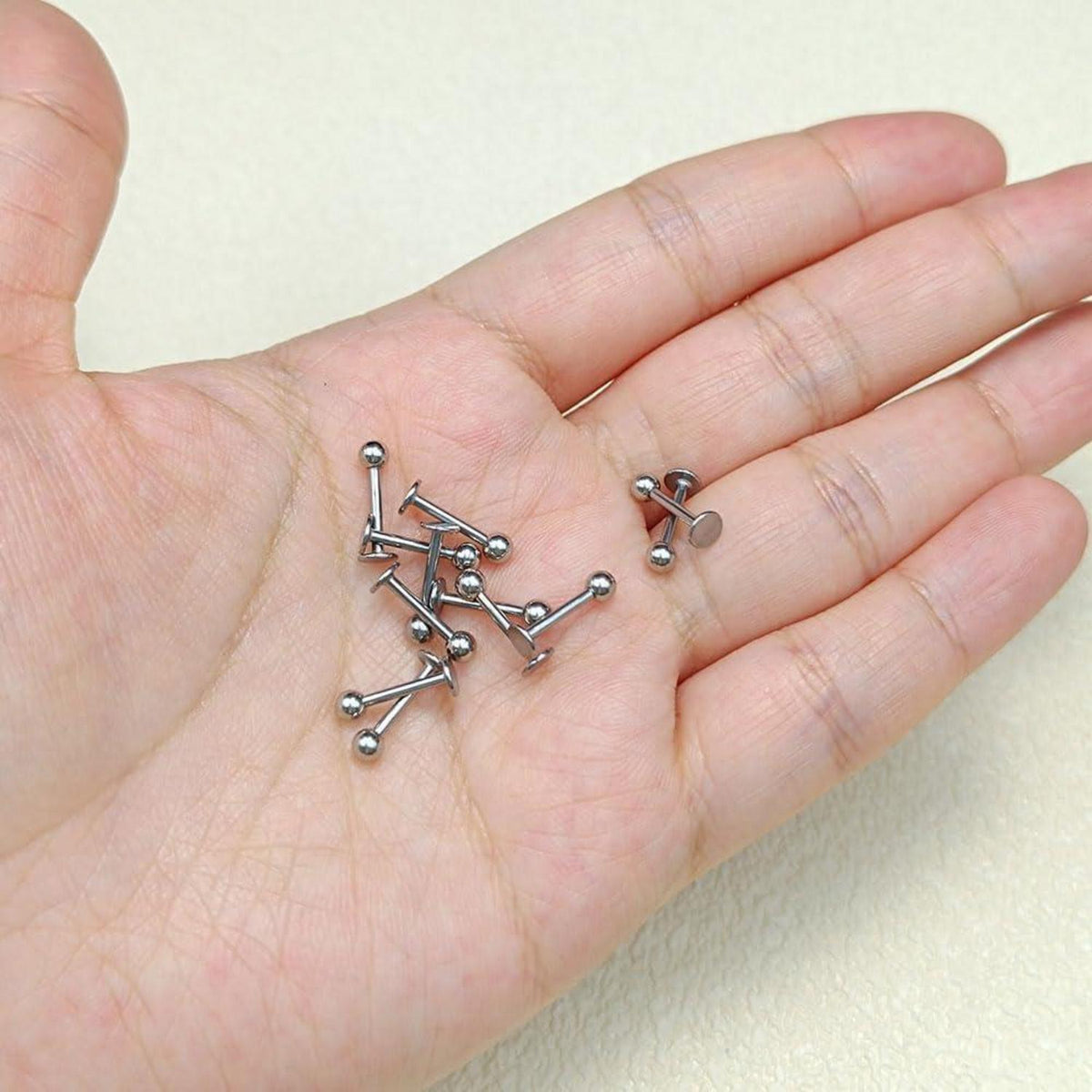 12er Lippenpiercing Set Chirurgenstahl Labret Helix Tragus 1,2mm 10mm Silber