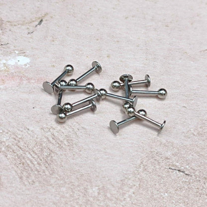 12er Lippenpiercing Set Chirurgenstahl Labret Helix Tragus 1,2mm 10mm Silber