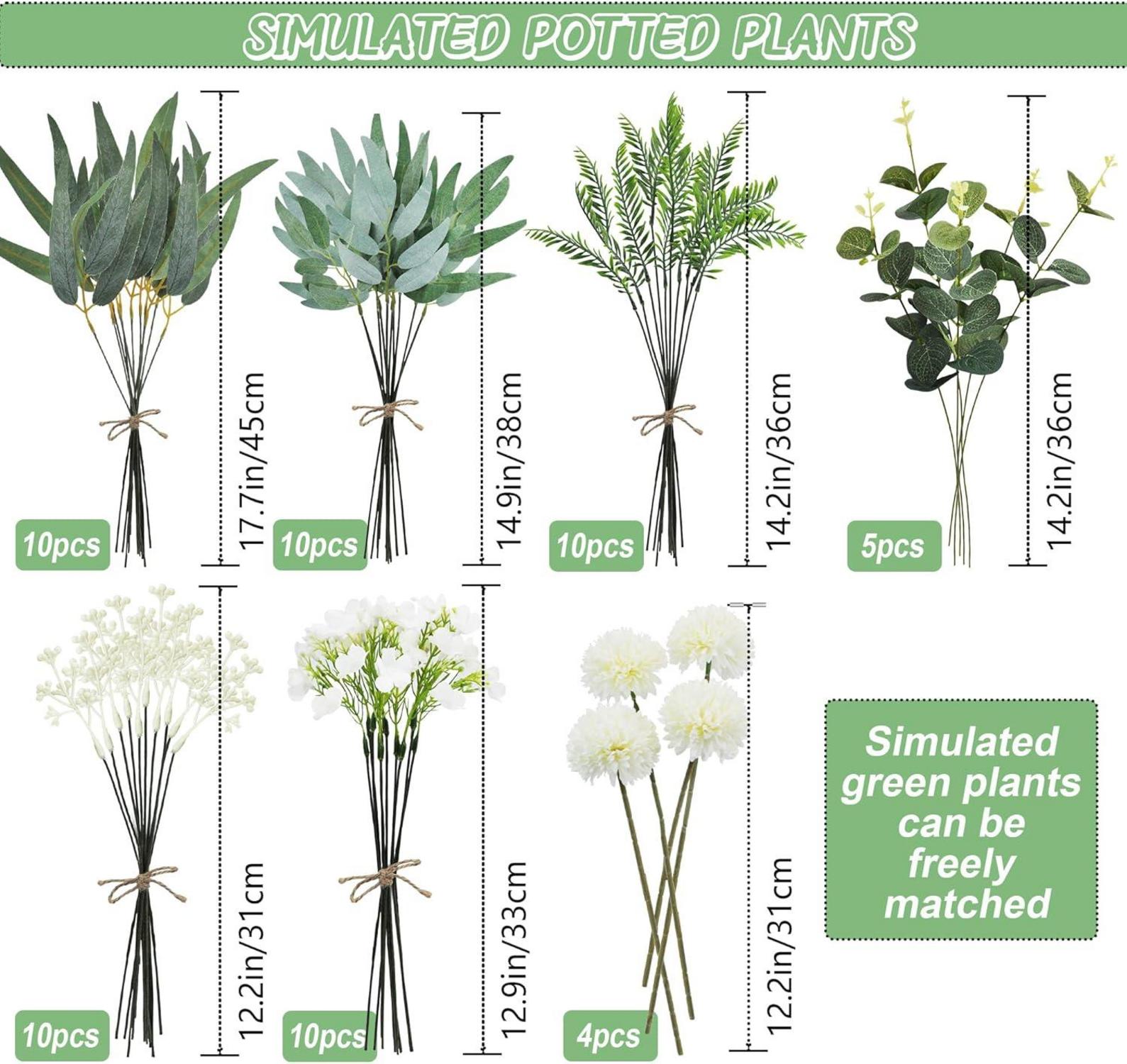 Künstliche Zweige Blumen Set, 59 Stück Weiß Dekozweige