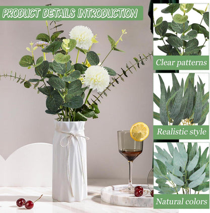Künstliche Zweige Blumen Weiß Kunstblumen Dekozweige Eukalyptus