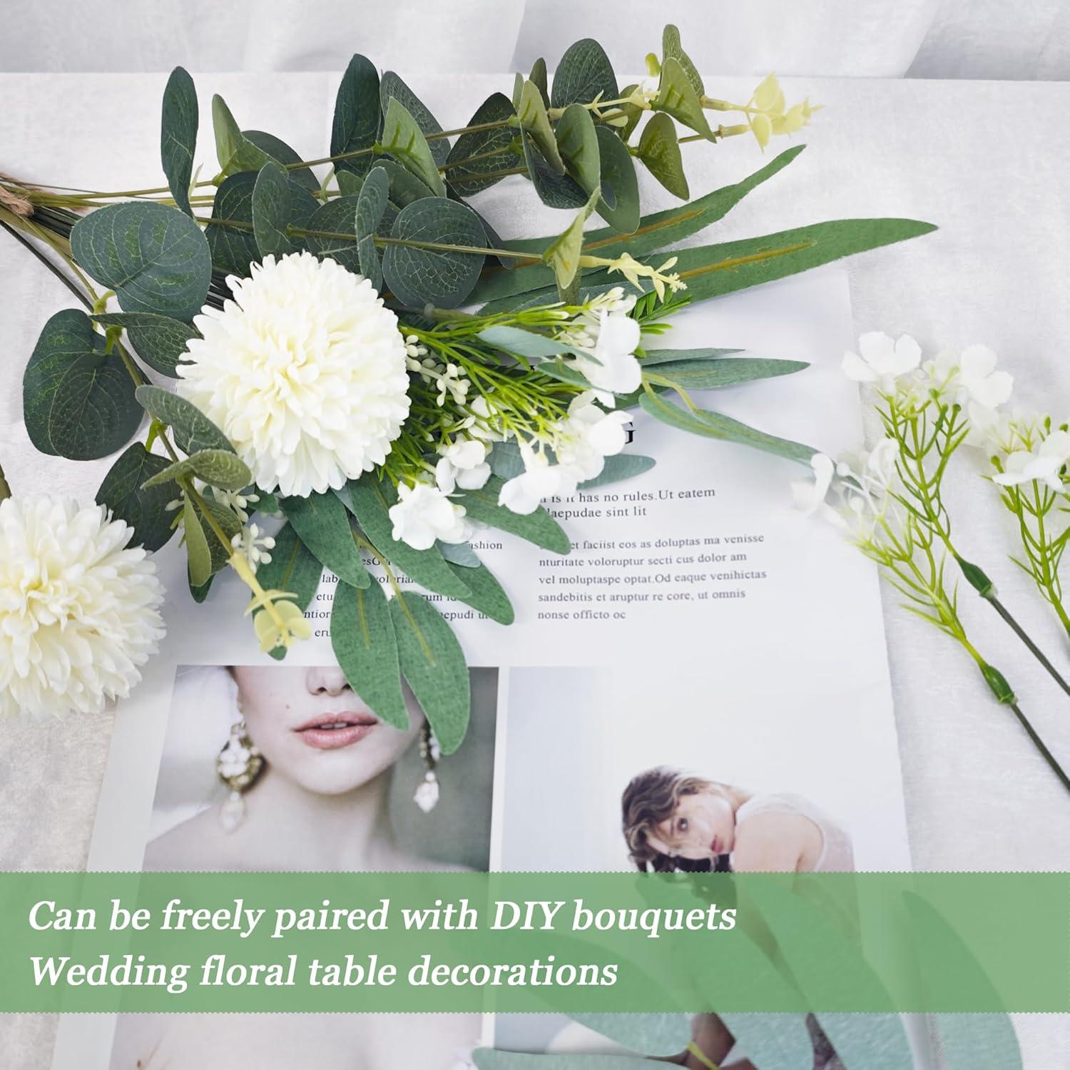 Künstliche Blumen Zweige & Blätter Weiß Dekozweige für DIY