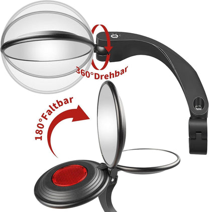 Fahrradspiegel für Lenker 18-26mm mit Rückreflektor, klappbar, konvex (1