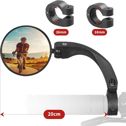 Fahrradspiegel Lenker 18-26mm Rückspiegel mit Rückreflektor klappbar E-bike MTB