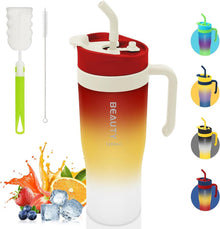 Trinkflasche Sport 1.2L Strohhalm BPA-frei Auslaufsicher Fitness Rot