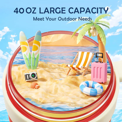 KETIEE Trinkflasche 1.2L Sport Wasserflasche Strohhalm Griff BPA-frei Rot