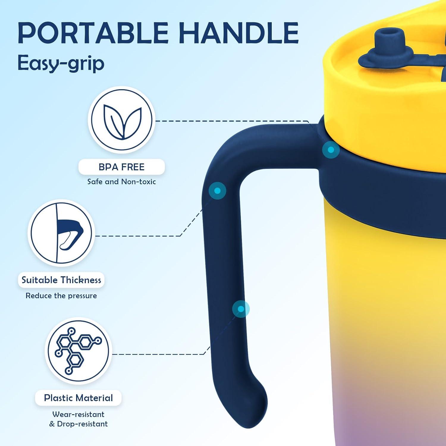 KETIEE Trinkflasche 1.2L Sportflasche mit Strohhalm & Griff BPA-frei Gelb