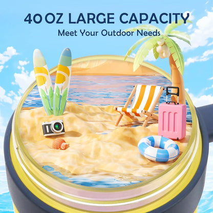 KETIEE Trinkflasche 1.2L Sport Strohhalm Griff BPA-frei Gelb